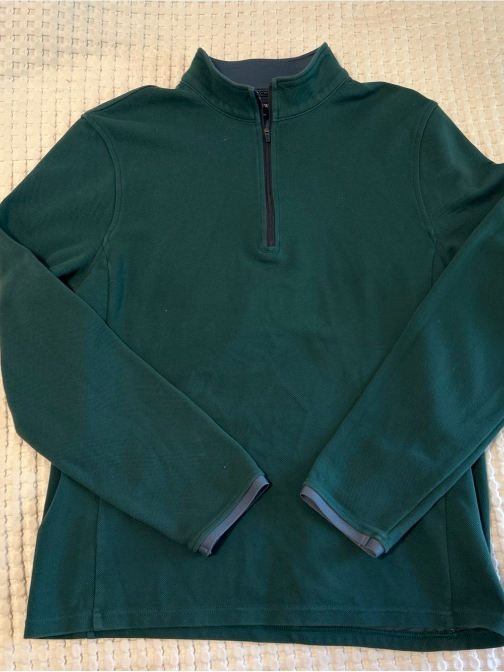 J Crew Performance Coolmax Quarterzip Pullover Men's Large Forest Green
